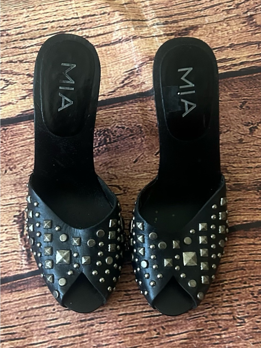 MIA Black Platform Heels Mules Grunge Size 8